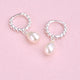 Silver Beaded Hoop With Pearl Drop Earrings