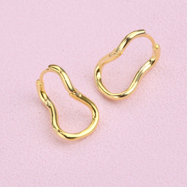 Gold Organic Twist Hoop Earrings shown close up