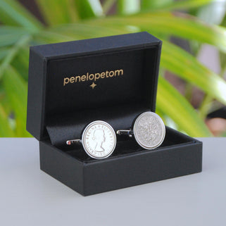 Personalised Sixpence Coin Birthday Cufflinks 1947 to 1967