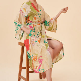 Tropical Floral Coconut Kimono Gown
