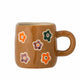 brown espresso mug with bright flowers