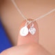 April Heart Birthstone Necklace with Mini Initial - Clear Crystal, Sterling Silver