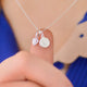 April Heart Birthstone Necklace with Mini Initial - Clear Crystal, Sterling Silver