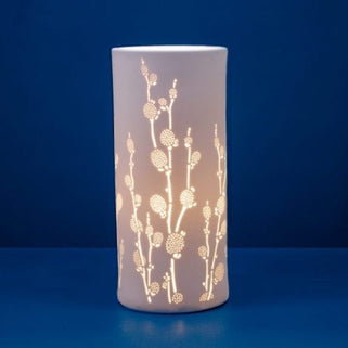 Porcelain Column Lamp with Blooming Branches Design