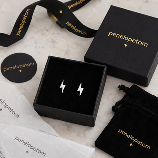 Gold Lightning Bolt Stud Earrings