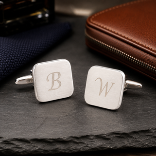 Personalised Classic Brushed Initial Cufflinks