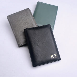 Monogram Leather Credit Card Holder Wallet