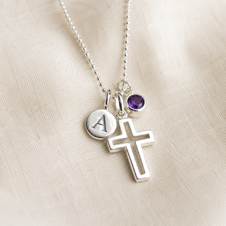 Girl's Personalised Sterling Silver Cross Necklace