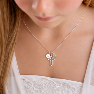 Girl's Personalised Sterling Silver Cross Necklace