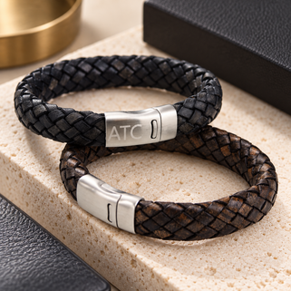 Personalised Men's Chunky Leather Plait