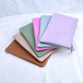 Personalised Small Leather Cosmetics Bag