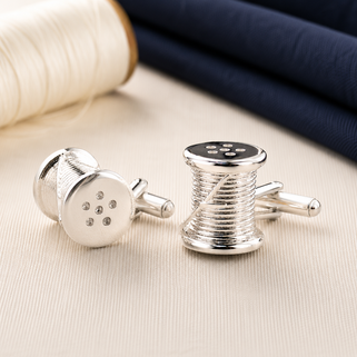 Personalised Second Anniversary Cotton Reel Cufflinks