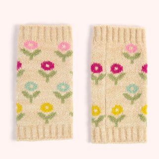 Wrist Warmers Cream Flower