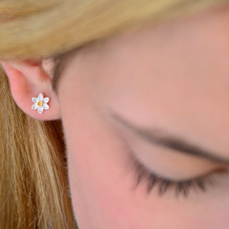 Silver And Gold Daffodil Stud Earrings