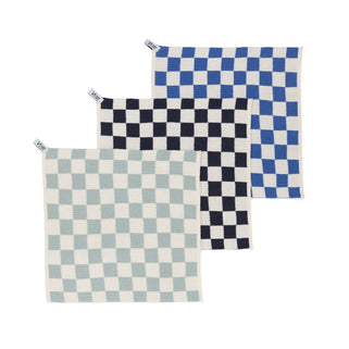 Reusable Cotton Dishcloths Set of 3 - Cobalt Check