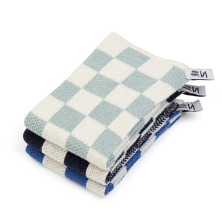 Reusable Cotton Dishcloths Set of 3 - Cobalt Check