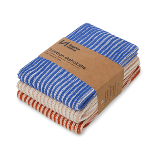 Reusable Cotton Dishcloths Set of 3 - Cobalt Rib Mix