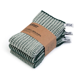 Reusable Cotton Dishcloths Set of 3 - Forest Green