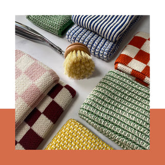 Reusable Cotton Dishcloths Set of 3 - Citrus Mix Check