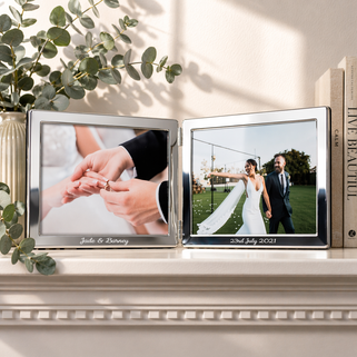 Personalised Double Photo Frame Landscape - Silver Plated Frame Gift