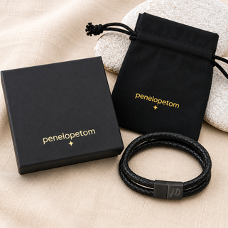 Men's Personalised Leather and Black Clasp Bracelet