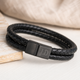 Men's Personalised Leather and Black Clasp Bracelet