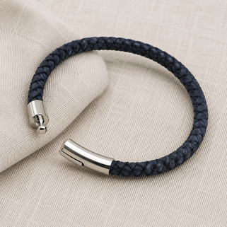 Men's Easy Clasp Leather Plait Bracelet