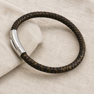 Men's Easy Clasp Leather Plait Bracelet