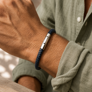 Men's Easy Clasp Leather Plait Bracelet