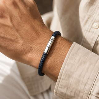 Men's Easy Clasp Leather Plait Bracelet