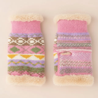 Wrist Warmers Fair Isle Pink