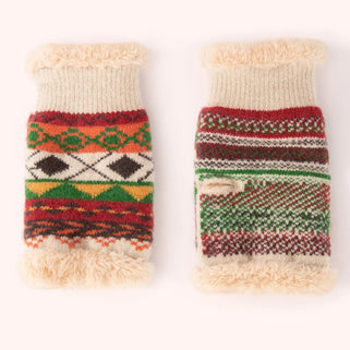 Wrist Warmers Fair Isle Cream