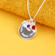 Personalised Family Names Birthstone Necklace - Silver engraved circle disc with 