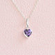 February Heart Birthstone Necklace - Amethyst, Sterling Silver