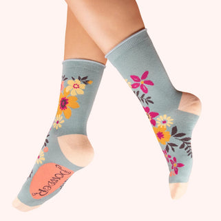 Ankle Socks Floral Spray Ice