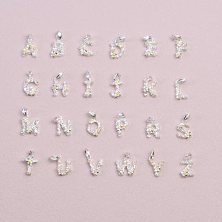 Sterling Silver Flower Initial Letter Charms