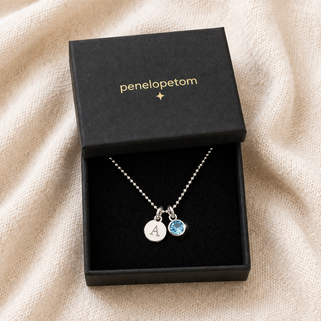 Girl's Sterling Silver Personalised Initial and Birthstone Necklace