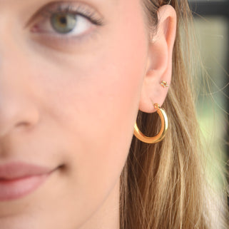 Waterproof Classic Wide Hoop Earrings Gold