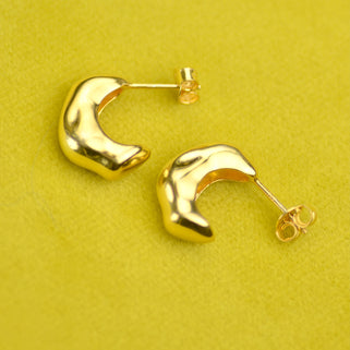 Gold Molten Misshapen Huggie Hoop Earrings