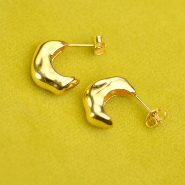 Gold Molten Misshapen Huggie Hoop Earrings