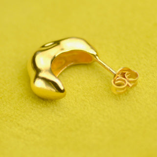 Gold Molten Misshapen Huggie Hoop Earrings