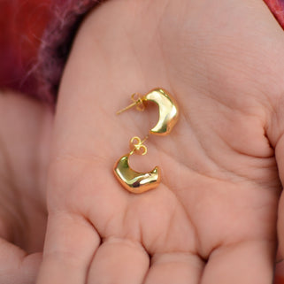 Gold Molten Misshapen Huggie Hoop Earrings
