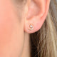 Gold Plated Moon and Star Stud Earrings shown on model