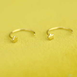 Gold Tiny Star Sleeper Pull Through Hoop Earrings