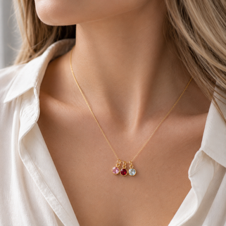 Personalised Gold Family Birthstone Necklace