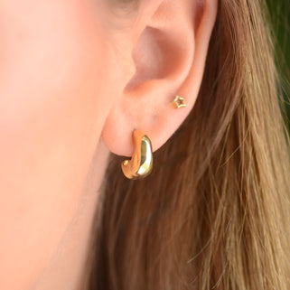 Gold Molten Misshapen Huggie Hoop Earrings