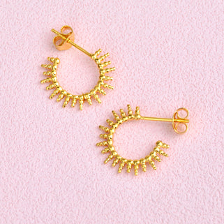 Gold Sunburst Hoop Earrings