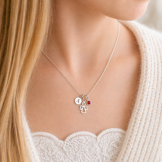 Girl's Sterling Silver Personalised Guardian Angel Necklace