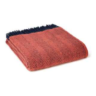 Herringbone Flamingo & Navy Throw 150x183cm