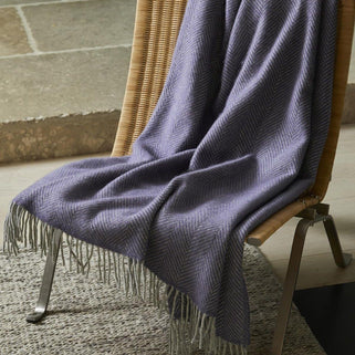 Herringbone Lavender & Silver Grey Throw150x183cm